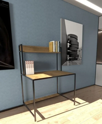 Ahşap Metal Raflı Çalışma Masası için detaylı bilgi göster Ahşap Metal Raflı Çalışma Masası resmi