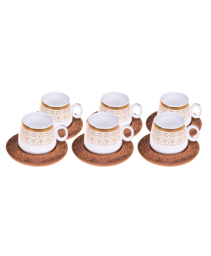 Ottoman 6 Kişilik Kahve Fincan Takımı Desen Altlıklı için detaylı bilgi göster Ottoman 6 Kişilik Kahve Fincan Takımı Desen Altlıklı resmi