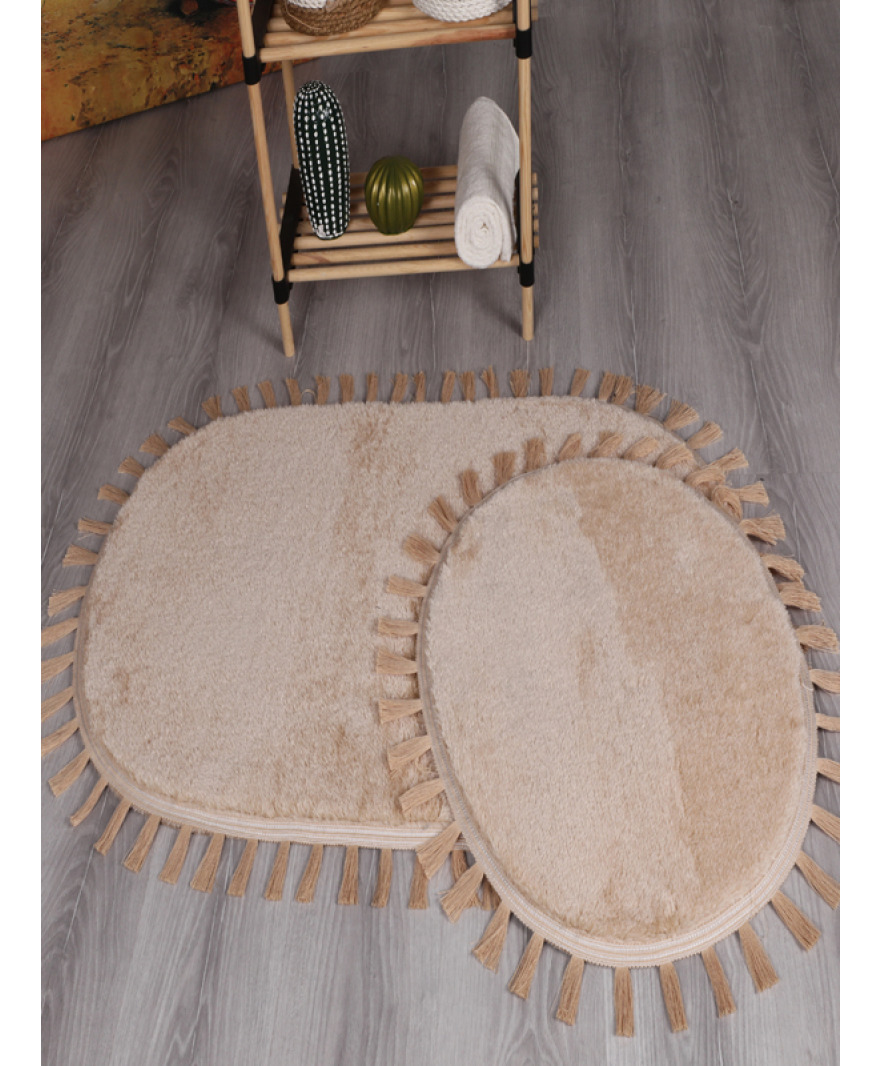 Peluş Puffy Püskül Saçaklı Klozet Takımı resmi