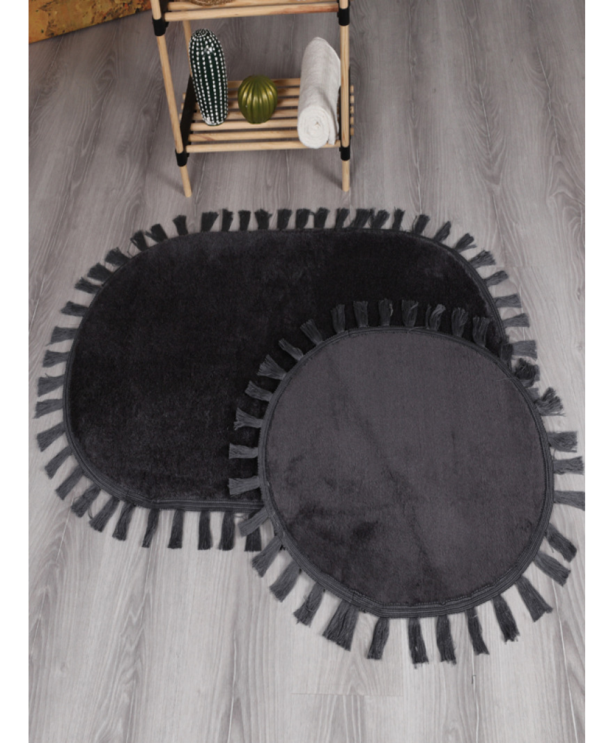 Peluş Puffy Püskül Saçaklı Klozet Takımı resmi