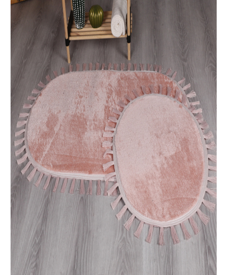 Peluş Puffy Püskül Saçaklı Klozet Takımı resmi