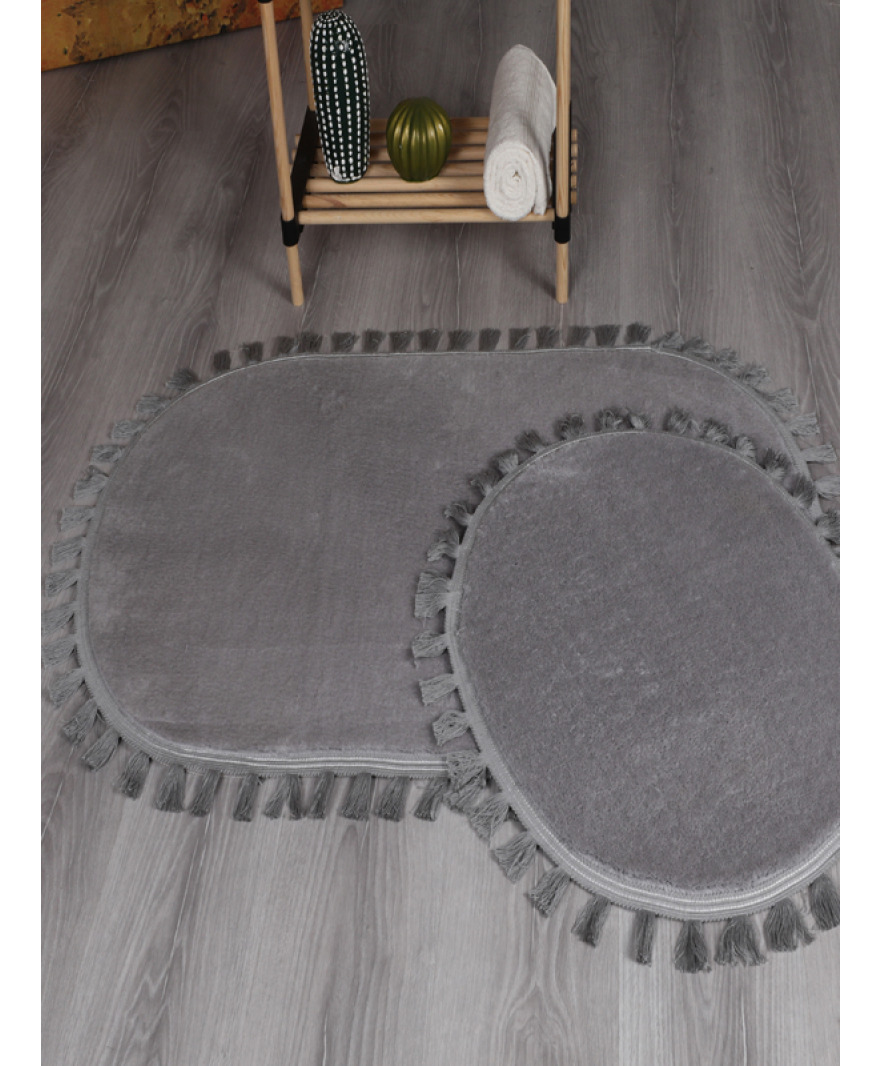 Peluş Puffy Püskül Saçaklı Klozet Takımı resmi
