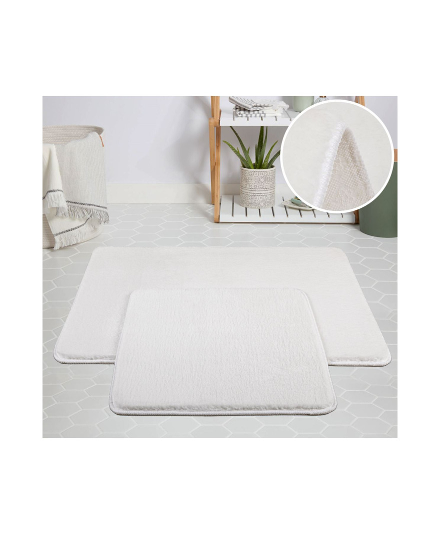 Peluş 2`li Paspas Takimi Beyaz resmi