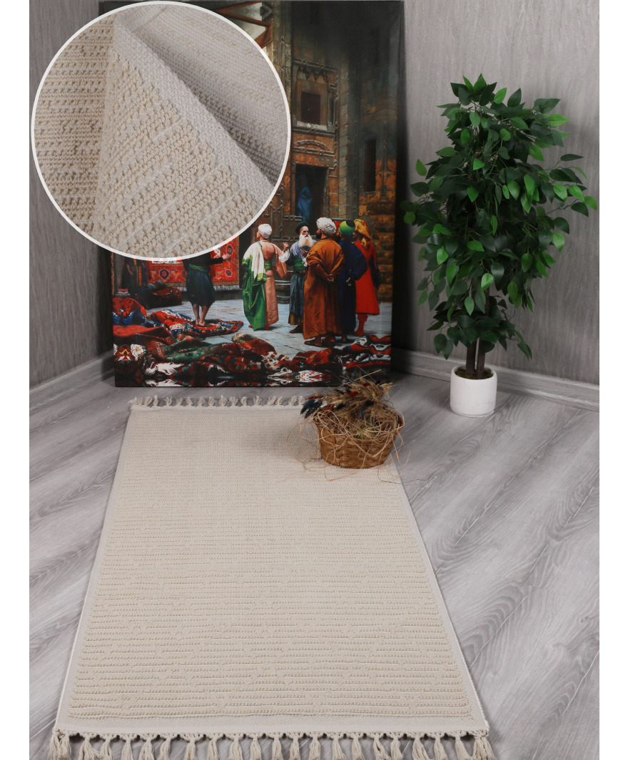 Pamuk Dokuma Kilim Saçaklı resmi