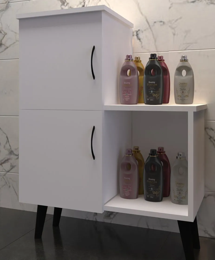 Beyaz 2 Kapaklı Açık Raflı Banyo Dolabı resmi