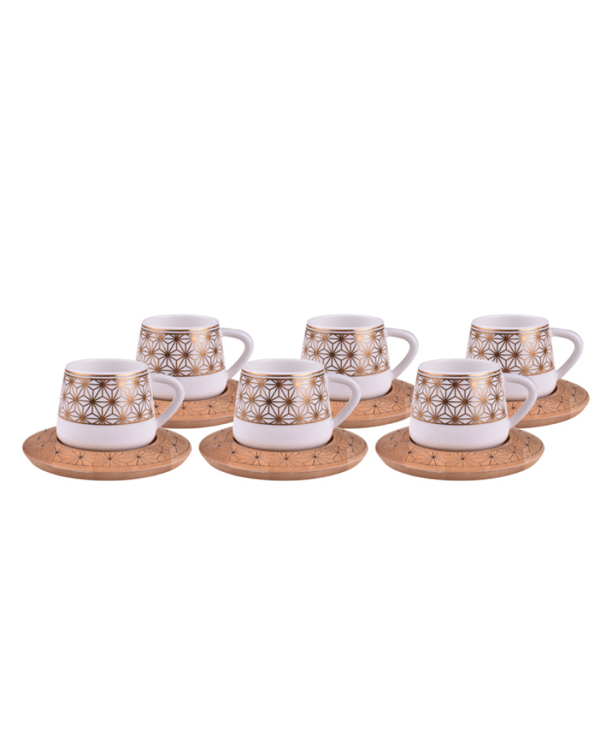 Nakkaş 6 Kişilik Kahve Fincan Takımı Desen Altlıklı resmi